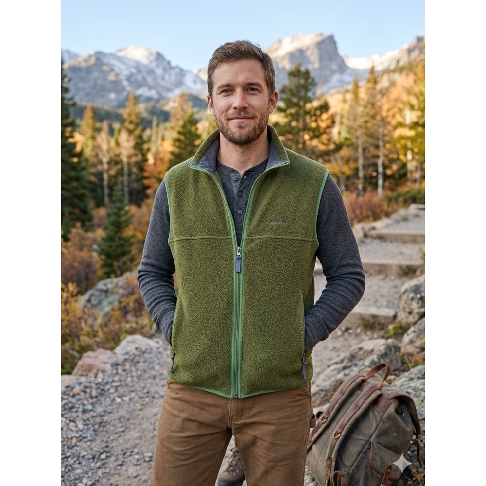 Patagonia Synchilla Fleece Vest Mens Large Olive Green Full Zip Made in Canada